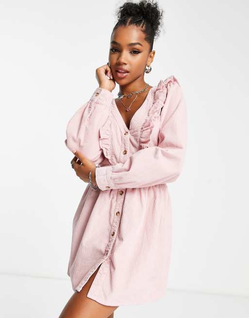 Miss Selfridge – Rosa klänning med volangok i manchester, 2 av 4