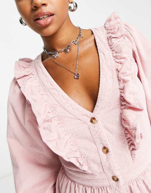 Miss Selfridge – Rosa klänning med volangok i manchester, 3 av 4