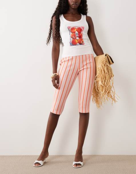 Miss Selfridge – Rosarandiga, ribbade capribyxor, del av set - view 1