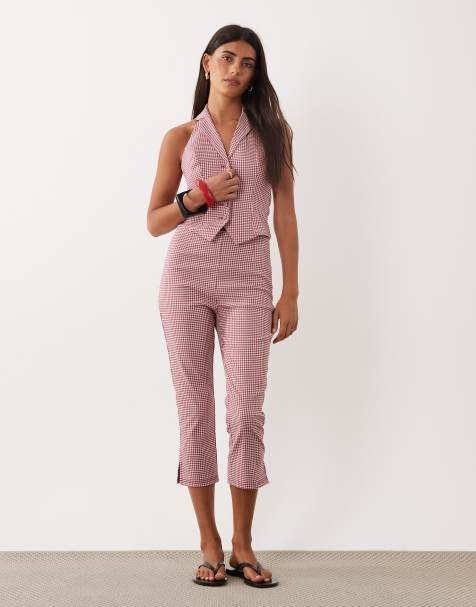 Miss Selfridge – Rött, ginghamrutigt och figursytt set - view 1
