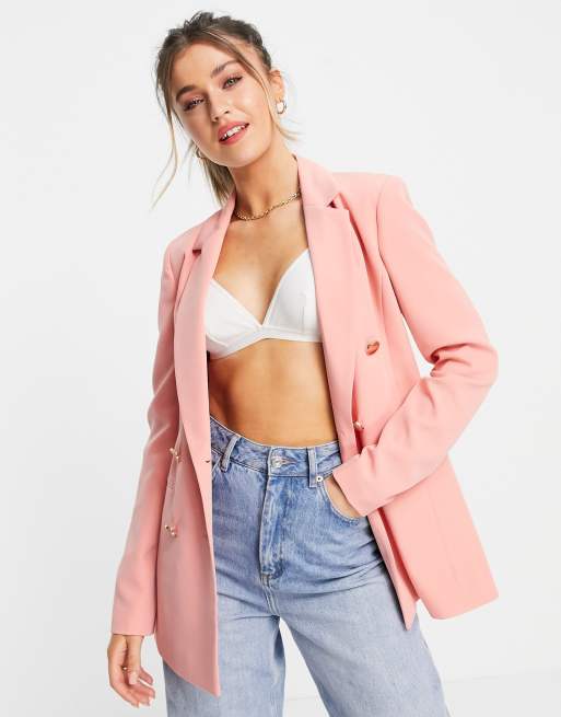 Miss Selfridge – Różowa marynarka w stylu militarnym