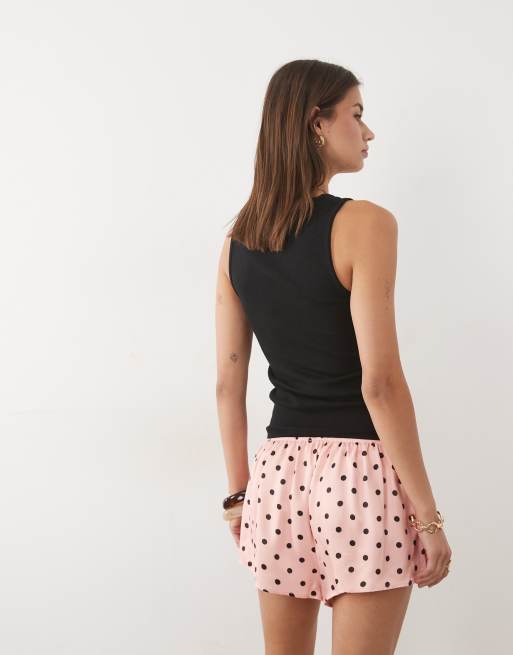Miss Selfridge – Różowe satynowe szorty w groszki, 5 z 5