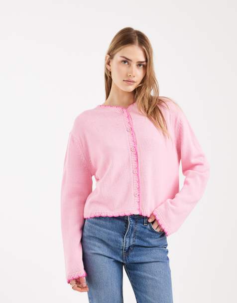 Miss Selfridge – Różowy kardigan z obszyciem - view 1