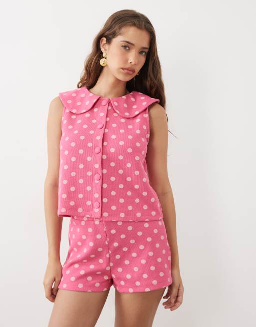 Miss Selfridge – Różowy zestaw w groszki, 3 z 3