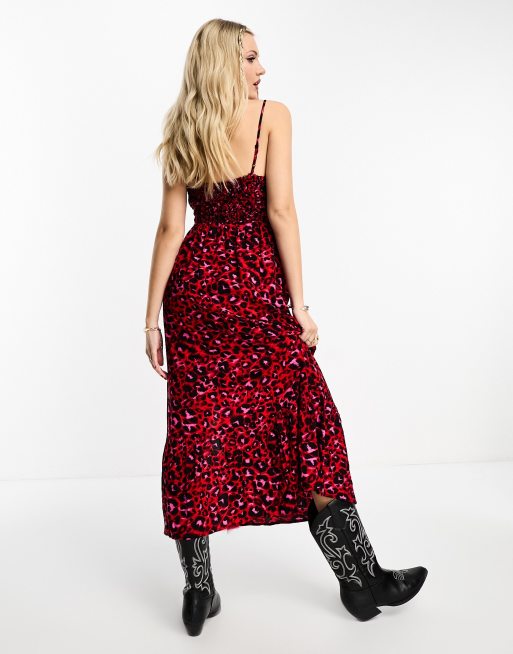 Topshop red shop leopard dress