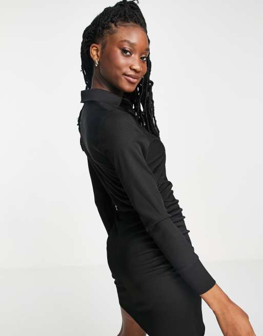 ruched polo dress Carolina Herrera Ruched Button-Front Midi Polo Dress