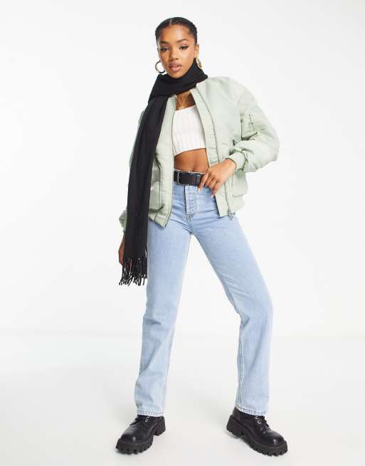 HUGO - Cropped satin bomber jacket with ruched sleeves