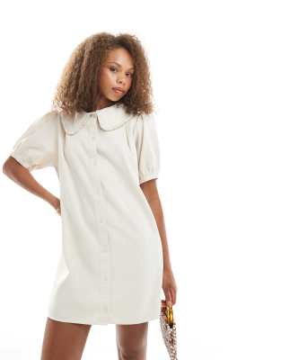 Miss Selfridge Ruffle Detail Shirt Dress In White