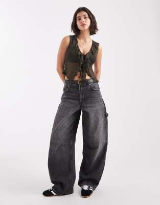 Miss Selfridge Ruffle Detailing Top In Green