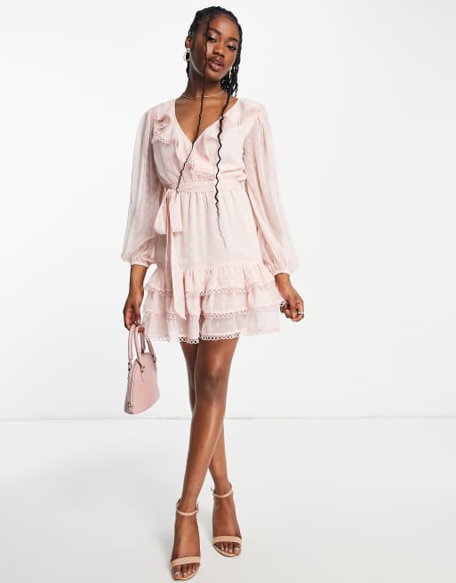 Ruffle hem dobby chiffon mini outlet dress