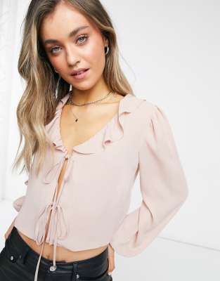 blush ruffle blouse