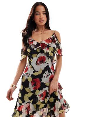Shop Miss Selfridge Ruffle Maxi Dress In Multi