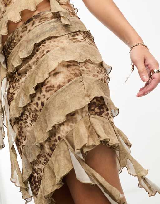 Snake print skirt with frill sales
