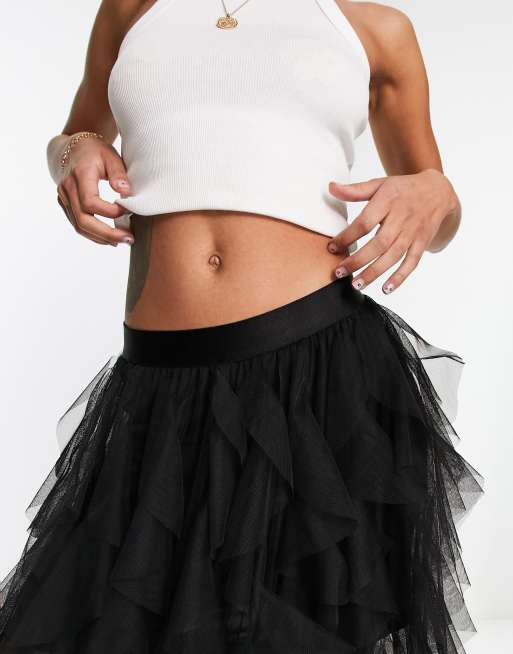 Black ruffle shop skirt asos