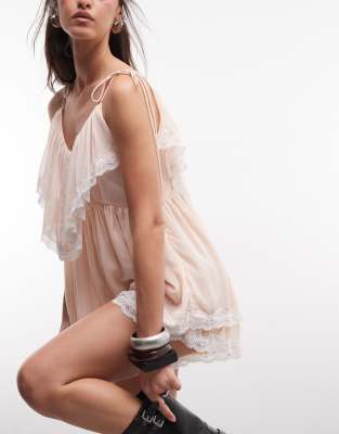 Miss Selfridge Ruffle Romper-pink In Pink