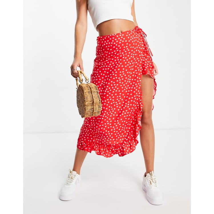 Red heart midi skirt hotsell