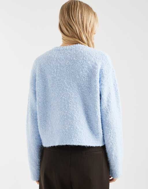 Miss Selfridge - Ruimvallende bouclé trui in lichtblauw, 4 van 4