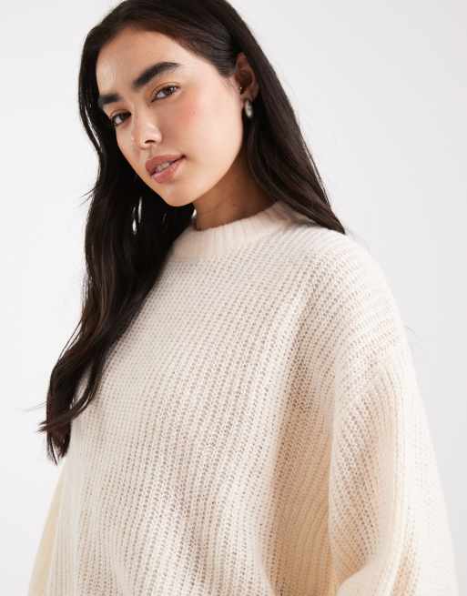 Miss Selfridge - Ruimvallende gebreide trui in licht crème, 3 van 4