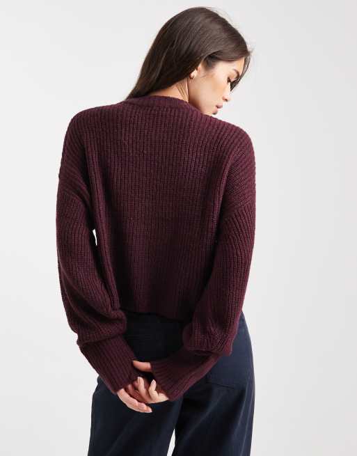Miss Selfridge - Ruimvallende gebreide trui in paars, 4 van 4