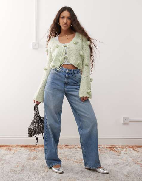 Miss Selfridge - Ruimvallende jeans in middenblauwe wassing - view 1