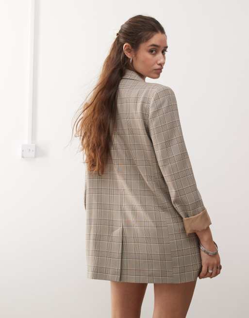 Miss Selfridge – Rutig kavaj i oversize och slouchy stil, del av set, 4 av 4