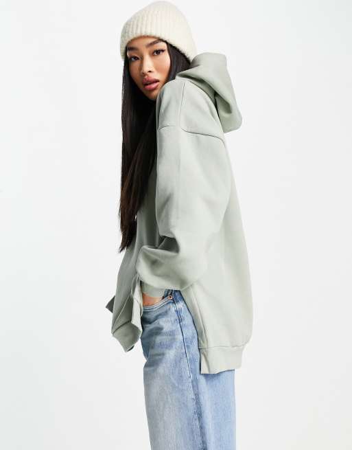 Miss Selfridge sage longline hoodie