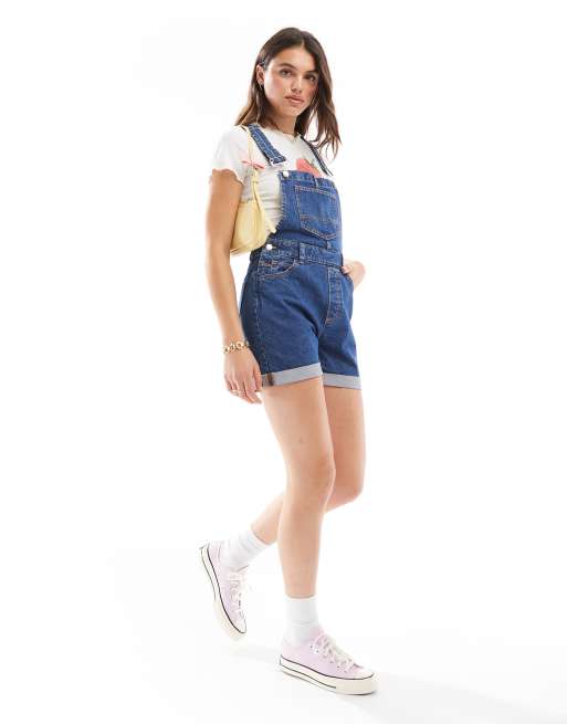Miss Selfridge - Salopette short en jean - Bleu moyen délavé, 2 de 4