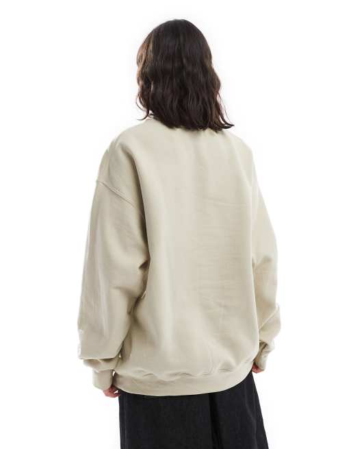 Miss Selfridge – Sandfärgad sweatshirt i oversize med blommigt tapettryck, 2 av 4