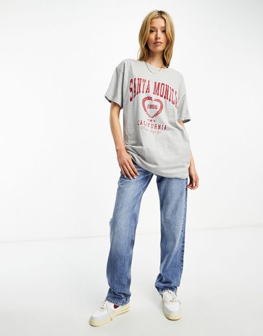 Miss Selfridge 'San Diego' t-shirt in gray