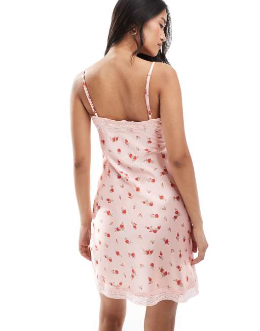 Miss Selfridge - Satijnen mini-jurk met camibandjes in bloemenprint, 4 van 4