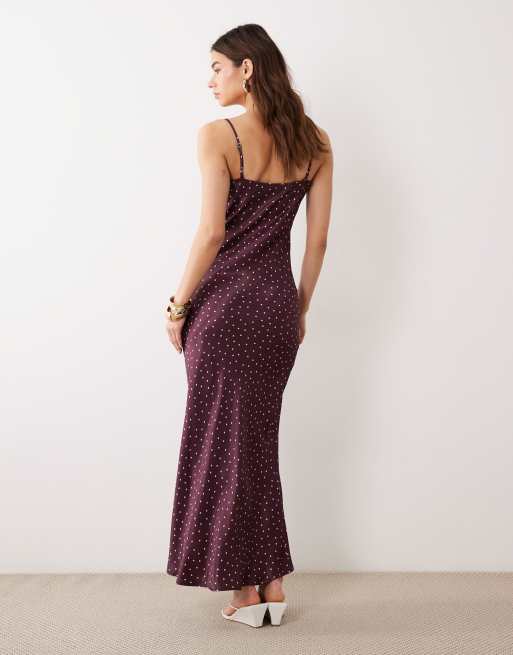 Miss Selfridge satin and lace midi dress in polka dot, 3 of 4
