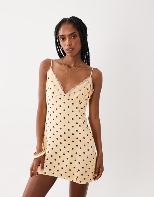 satin polka dot mini dress POLKA DOT SATIN TWIST DETAILED MINI DRESS