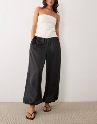 Miss Selfridge Satin Balloon Pants In Black