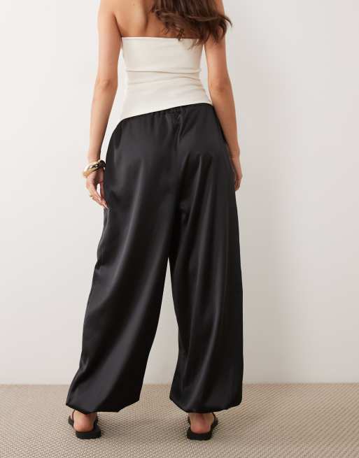 Miss Selfridge satin balloon pants in black, 5 of 5
