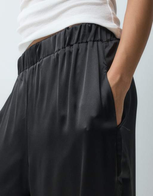 Miss Selfridge satin balloon trouser in black, 2 of 5