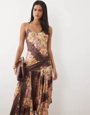 Miss Selfridge Satin Beaded Midi Dress In Multi