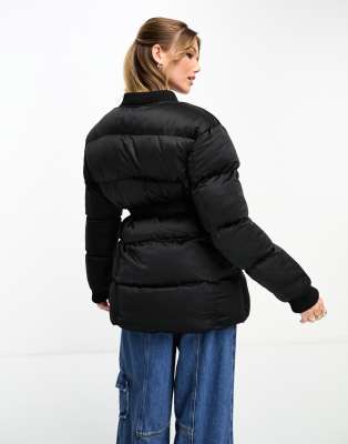 Miss selfridge black shop belted puffer jacket