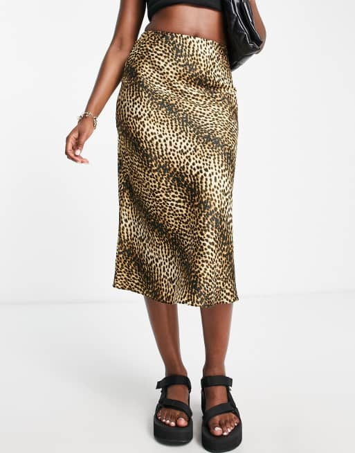 Asos bias cut leopard hot sale skirt