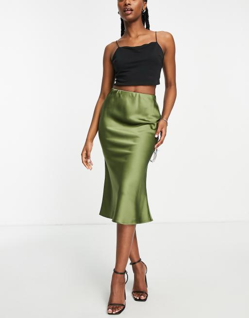 Silk on sale khaki skirt