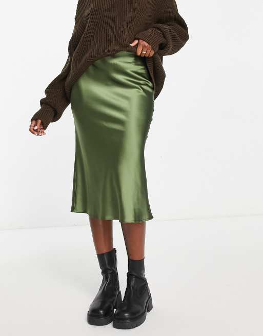 Satin 2025 skirt khaki