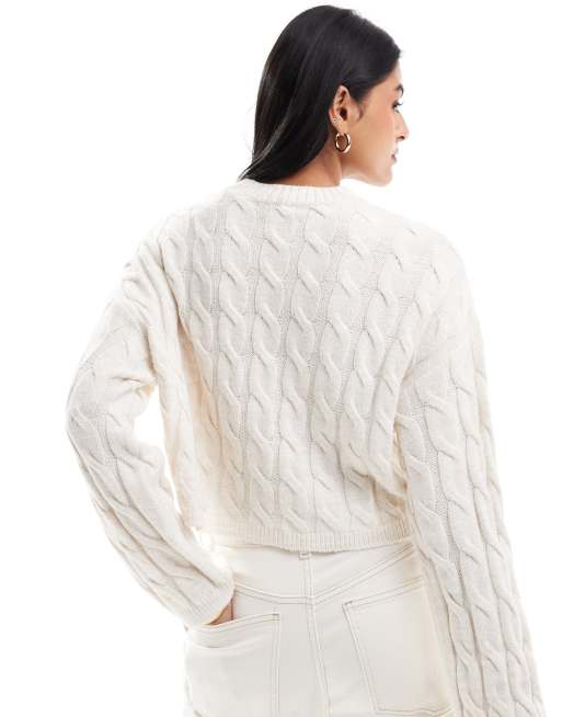 Miss Selfridge satin bow detail knitted jumper in oatmeal, 4 of 4