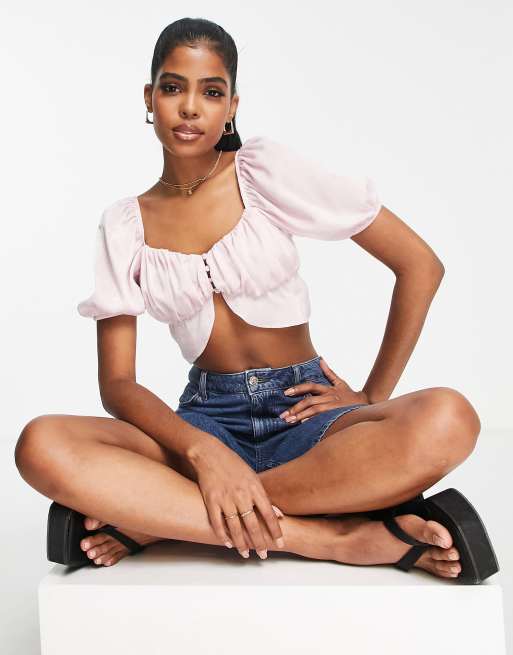 Blush Half Button Top