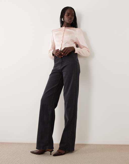 Miss Selfridge satin button through puff sleeve blouse co-ord, 2 of 4