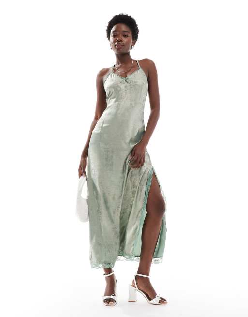 Miss Selfridge satin cami maxi dress in snake print