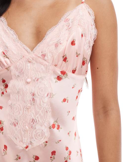 Miss Selfridge satin cami mini dress in floral print, 3 of 4