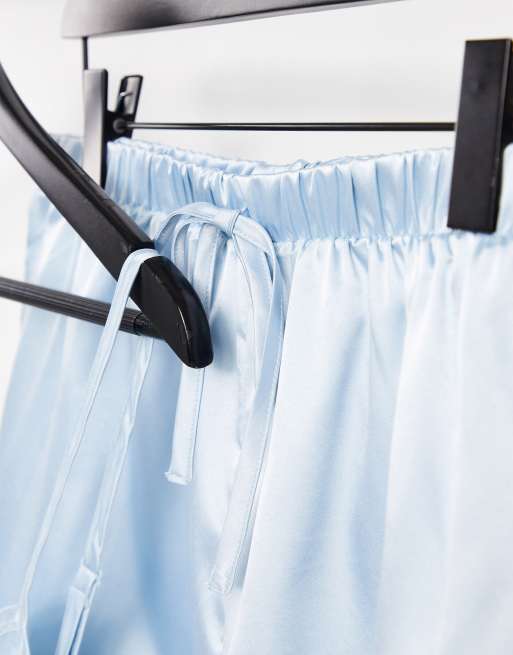 Miss Selfridge satin cami short set in blue, 3 of 4