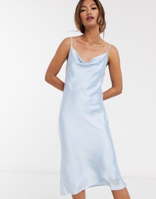 satin cowl neck midi