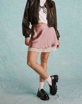 Miss Selfridge satin double layer mini skirt