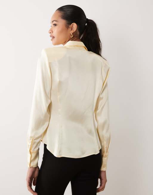 Miss Selfridge satin fitted shirt with shoulder pad, 4 of 4