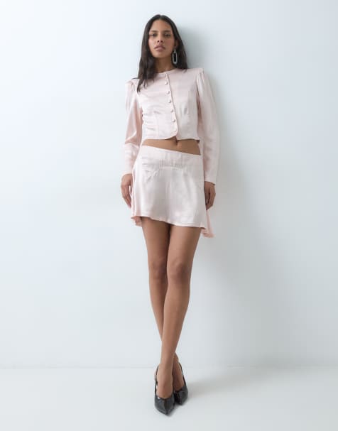 Miss Selfridge satin flippy mini skirt co-ord - view 1